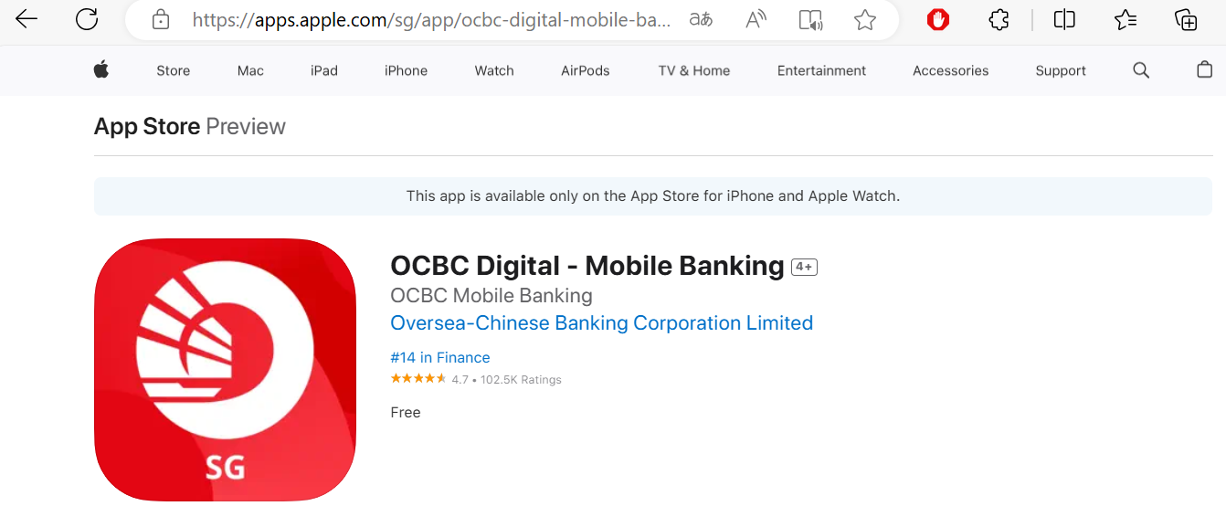 App-Store下载OCBC手机客户端OCBC-Digital